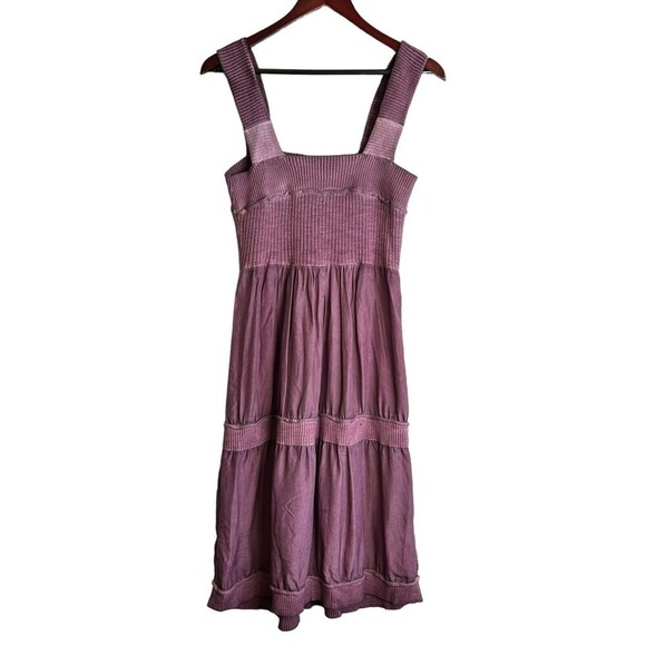 E by Eloise x Anthropologie Silk & Sweater Chemise Midi Dress Tiered Size Small - Picture 4 of 10